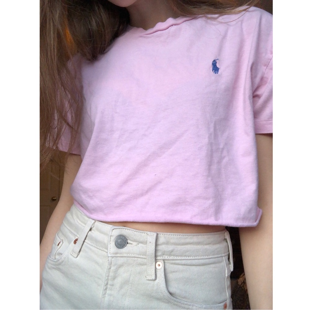Pink Cropped Polo Ralph Lauren Tee